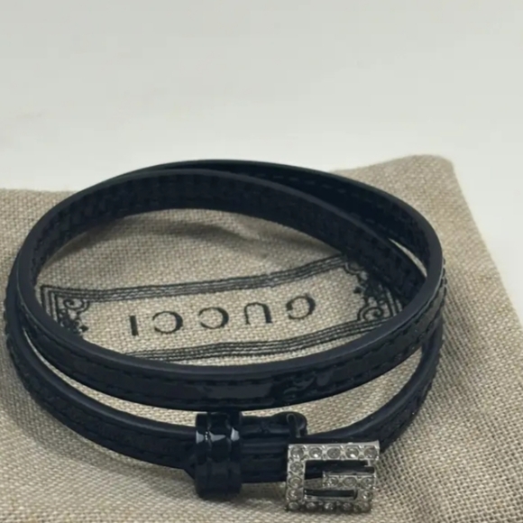 Gucci Leather Bracelet/ Never Worn/Black/ Double Wrap/ Unisex - Picture 2 of 7